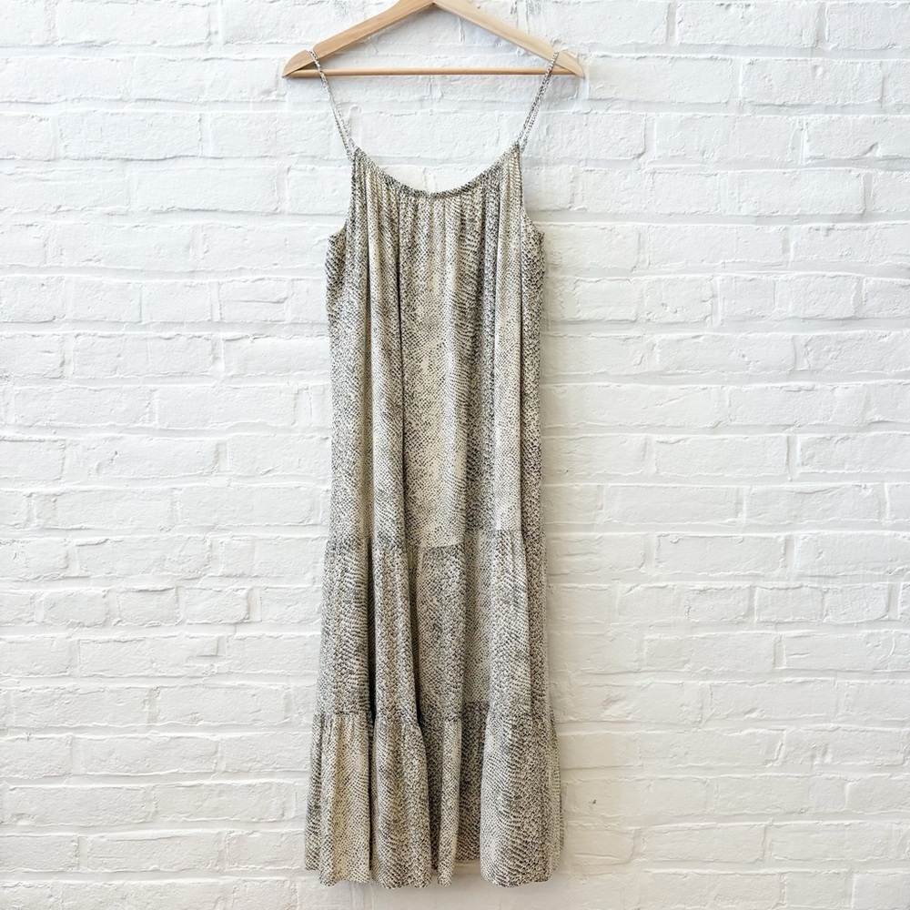 Rails || Adora Dress Tiered Midi Sundress Cream Snakeskin M